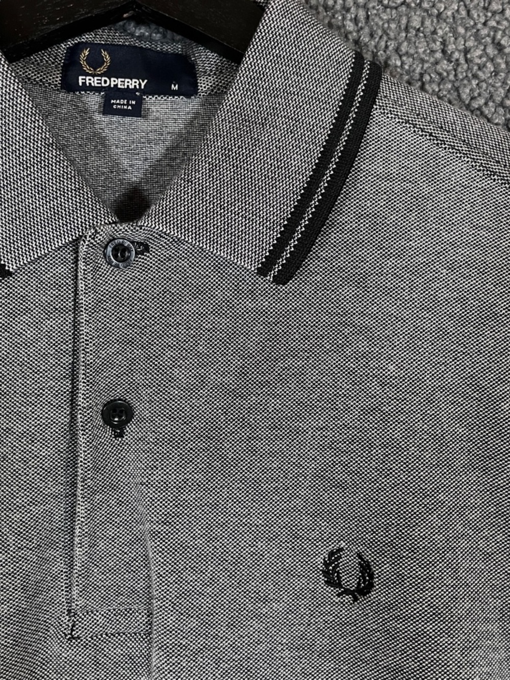 Fred Perry Twin Tipped Cotton Polo Shirt - Men's Size M - Gray